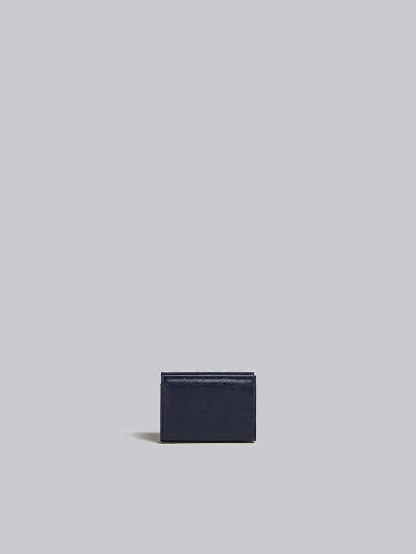 NAVY BLUE AND BLACK LEATHER TRI-FOLD WALLET - 3