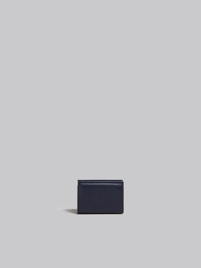 NAVY BLUE AND BLACK LEATHER TRI-FOLD WALLET 3