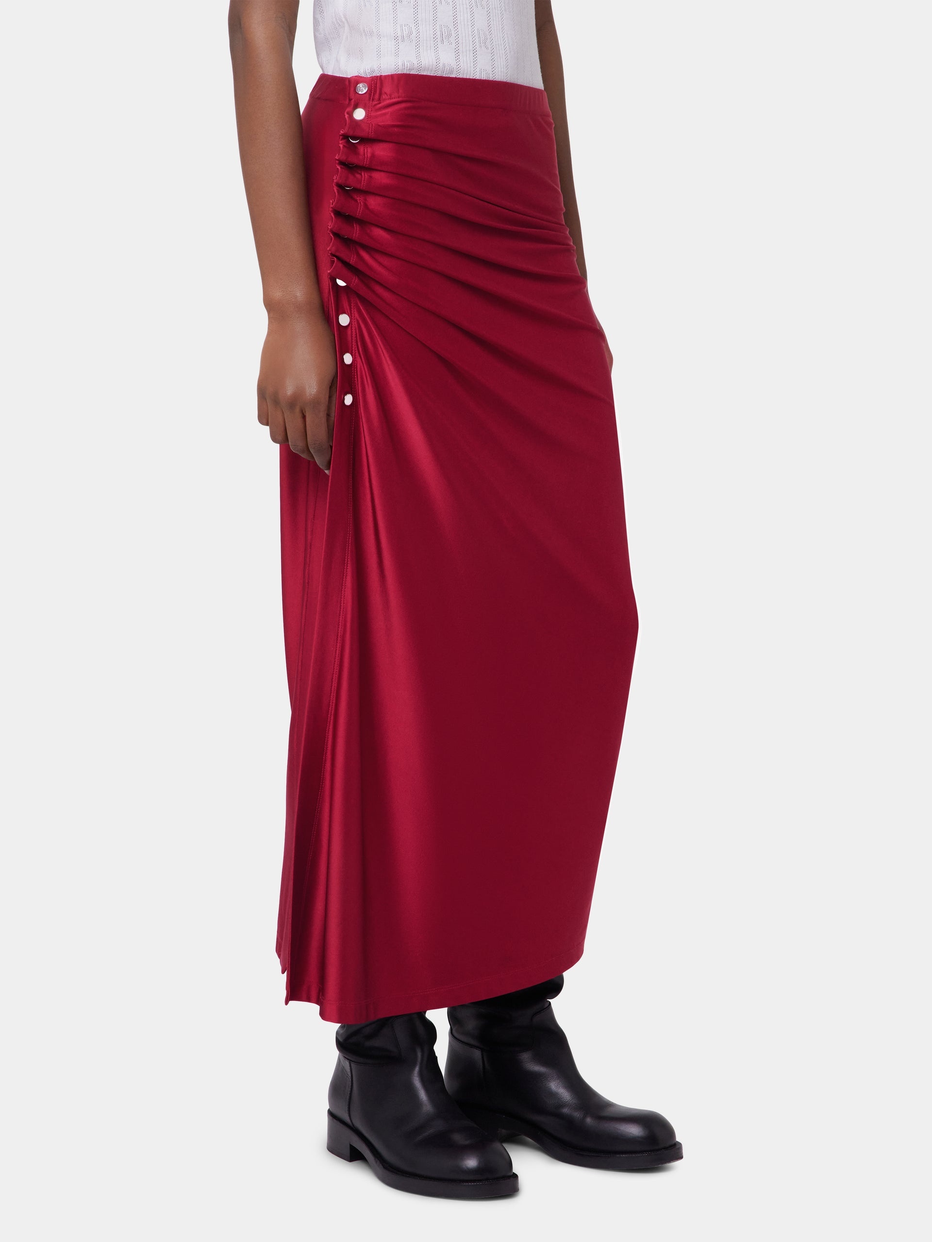 スカート Rabanne Rabanne Red Viscose Draped Maxi Skirt Rabanne Red Viscose Draped Maxi Skirt | ModeSens