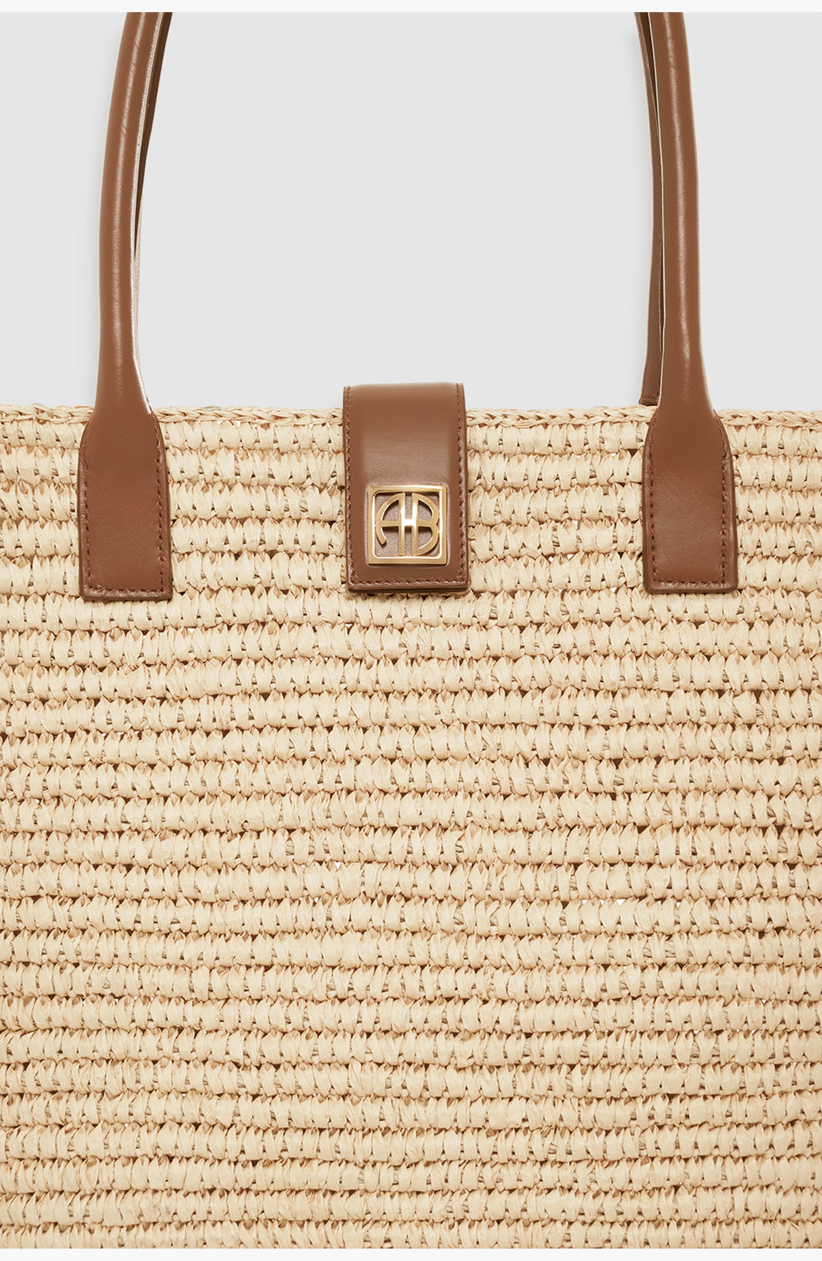 ANINE BING Lou Monogram Tote in Natural /Cognac at Nordstrom - 4