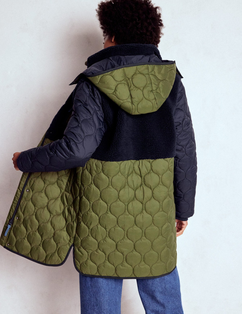 Borg Mix Coat-Navy & Khaki Mix 4