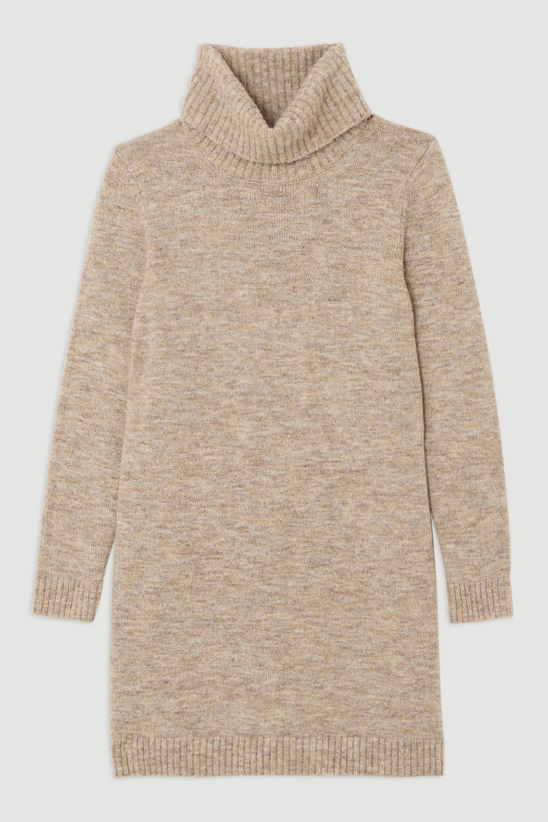 Wool Blend Cosy Roll Neck Knit Dress - 1