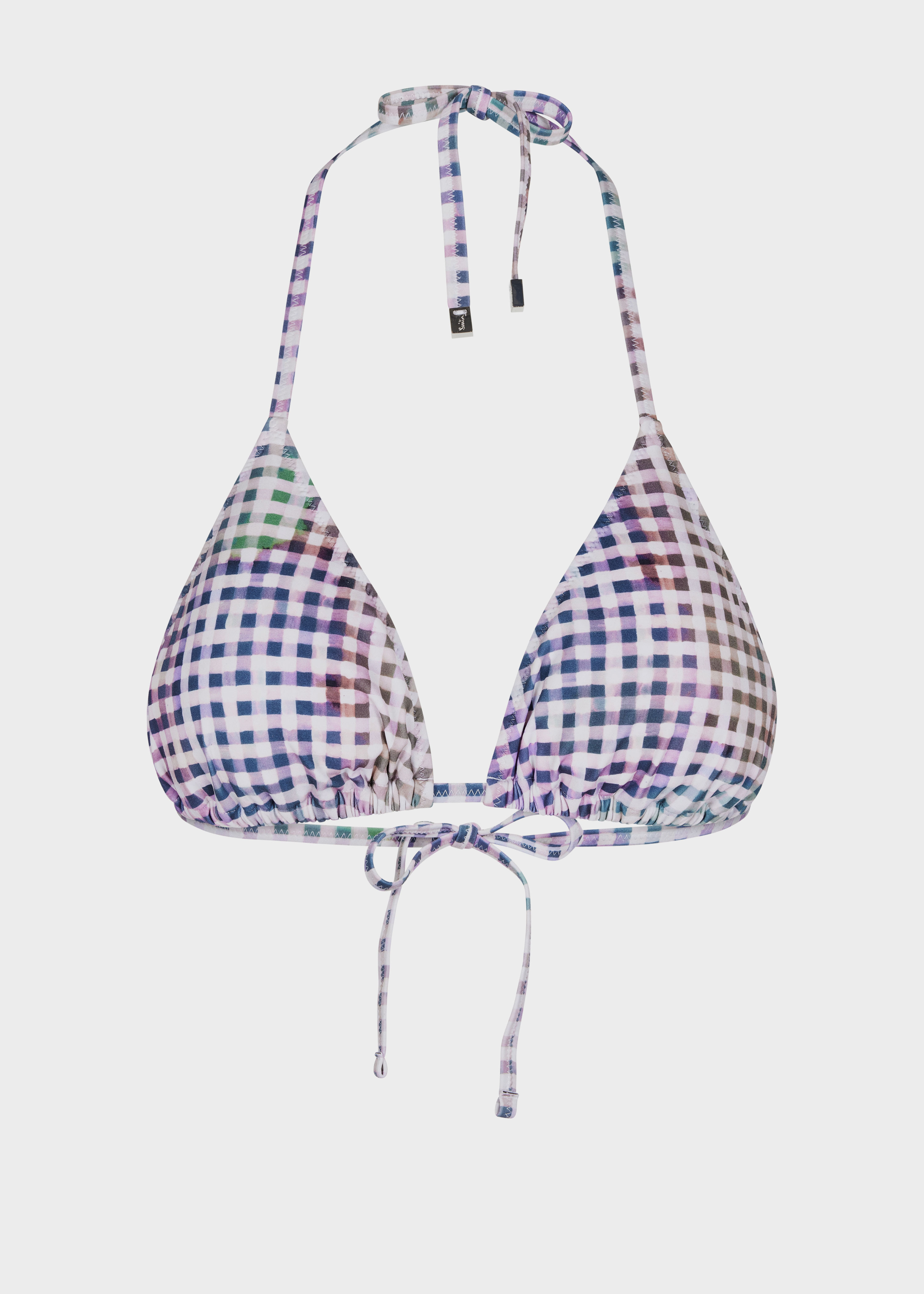 Women's Mauve Check Triangle Bikini Top - 1