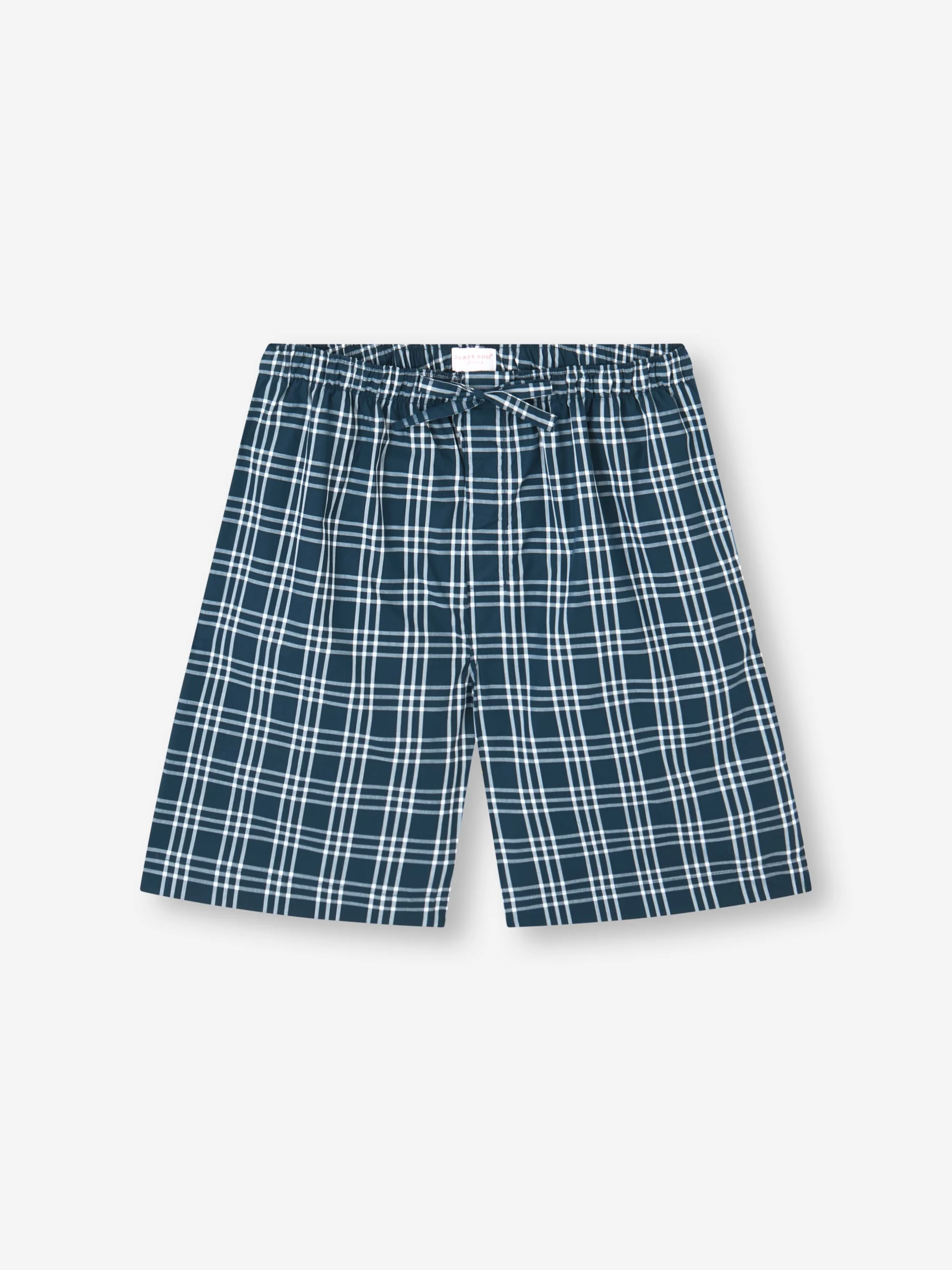 Men's Lounge Shorts Barker Cotton French Blue & White Check - 1