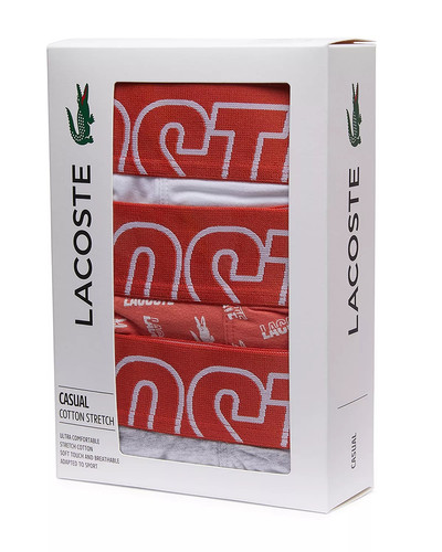 LACOSTE Cotton Stretch Logo Print Boxer Briefs, Pack of 3 outlook