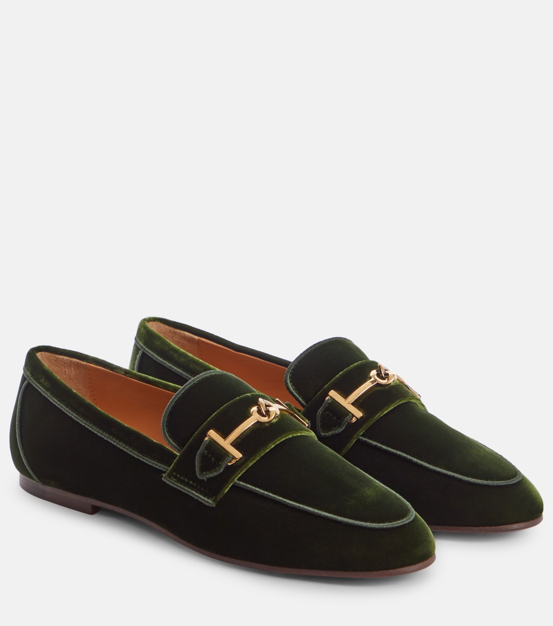 Tod#39;s logo-detail velvet loafers - Black