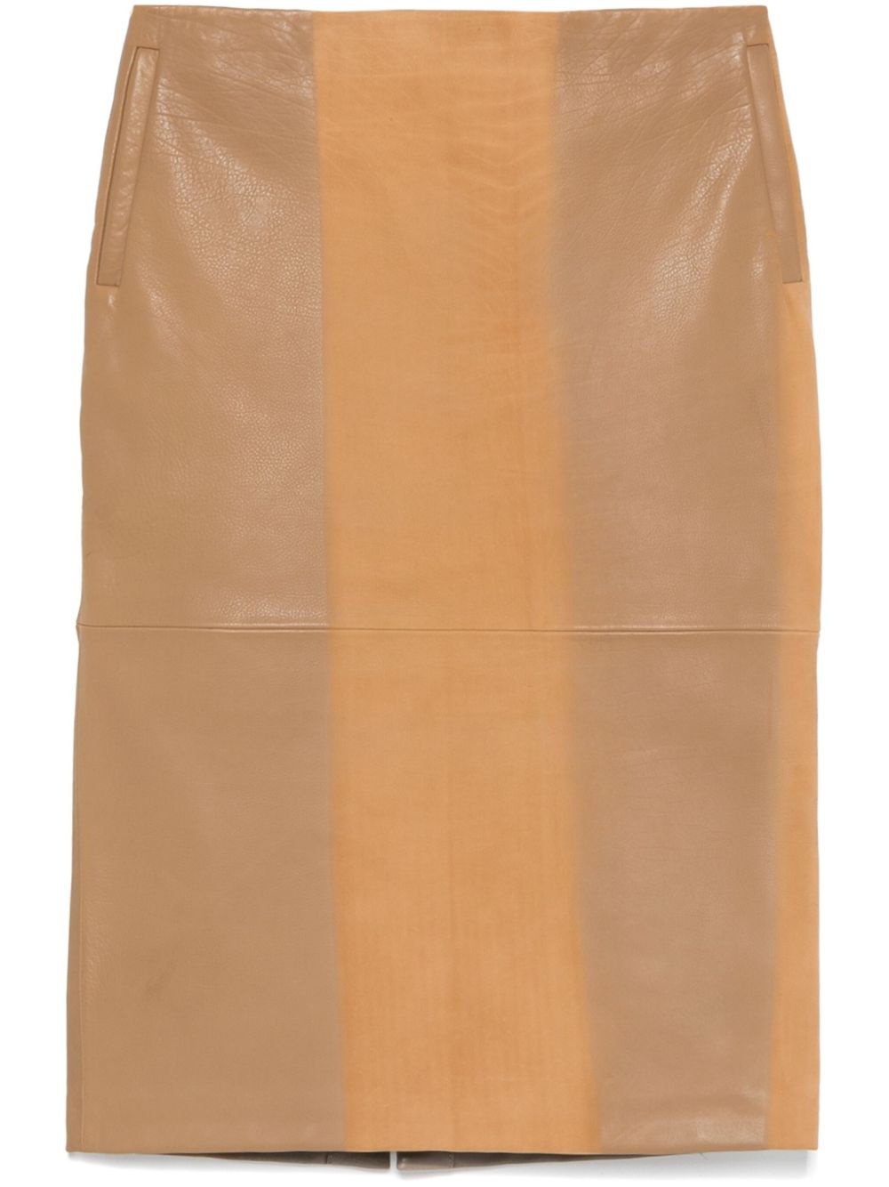 scuffed-leather midi skirt - 1