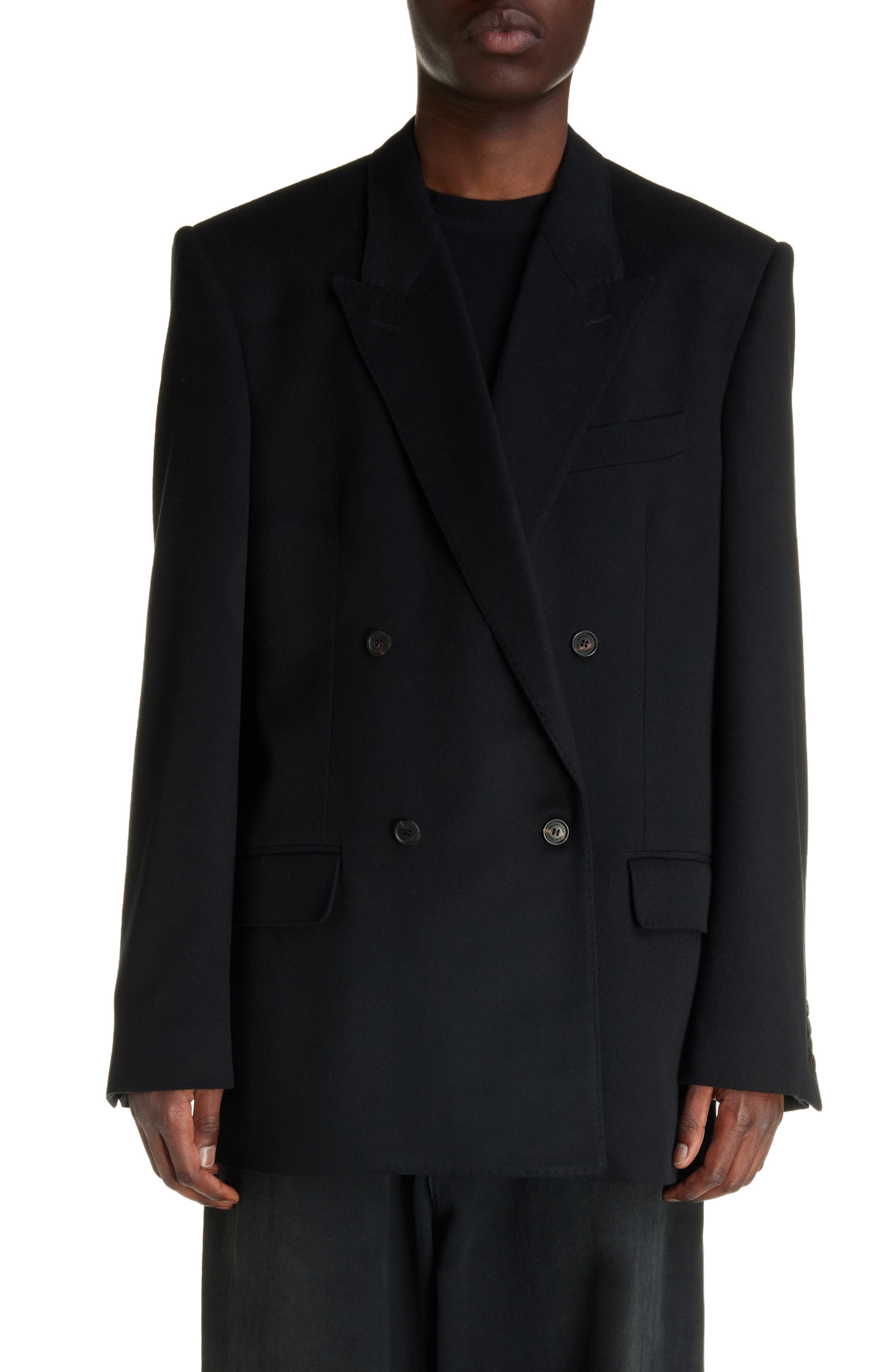 Regular Fit Double Breasted Wool Blazer - 1