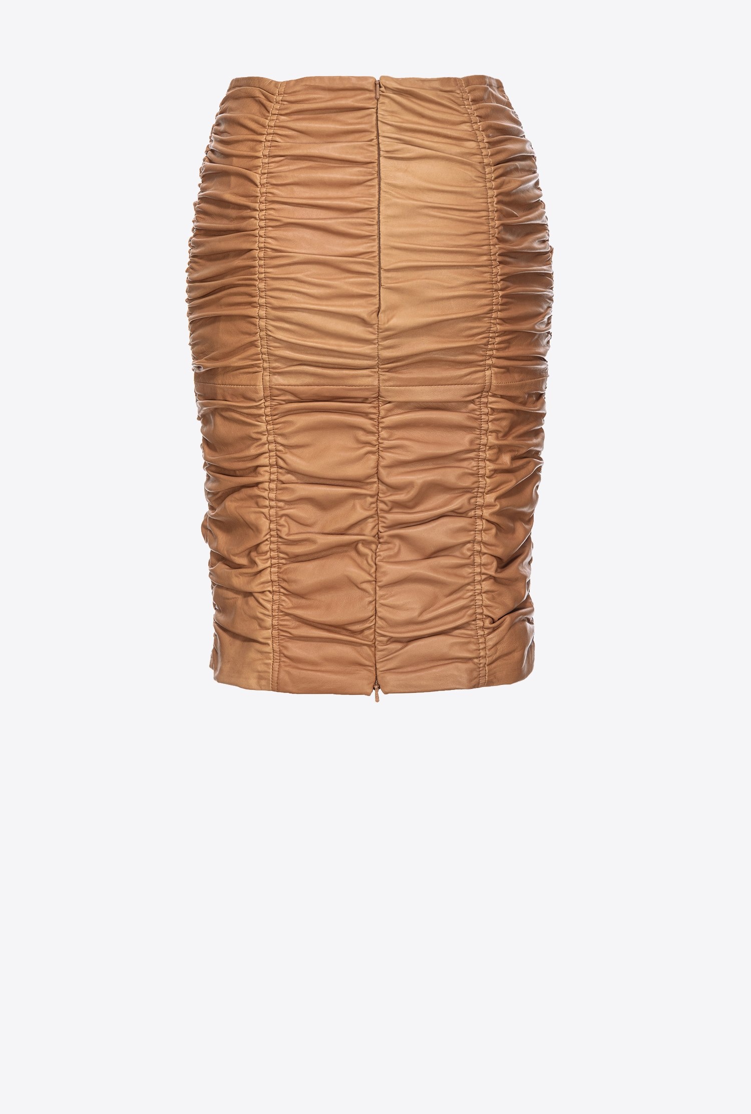GATHERED NAPPA LEATHER CALF-LENGTH SKIRT - 5