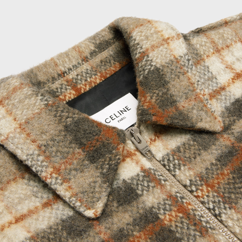 CELINE loose teddy jacket in brushed checked tweed | REVERSIBLE