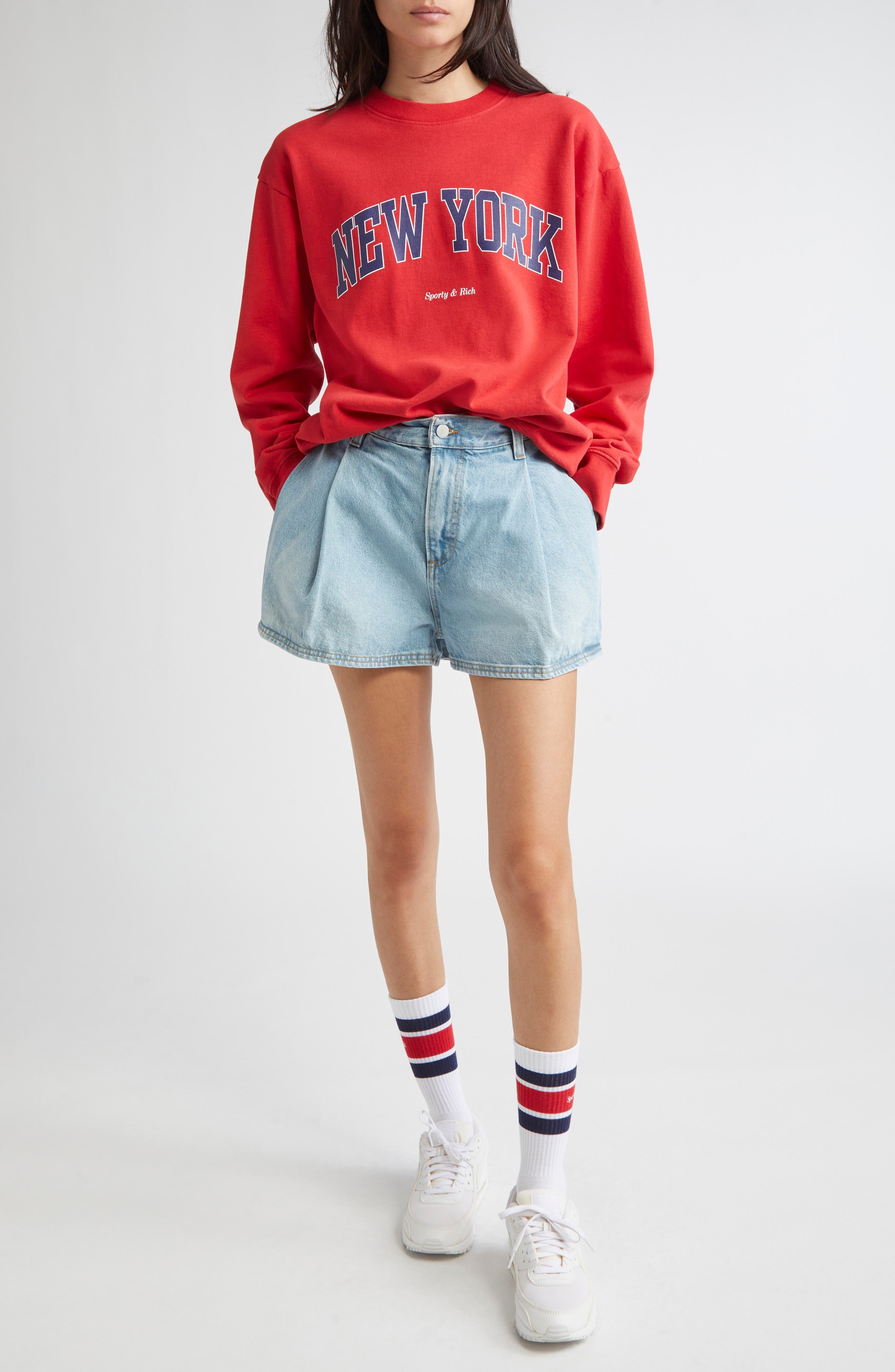 Sporty & Rich New York Ivy Cotton Crewneck Sweatshirt in Ruby at Nordstrom - 2