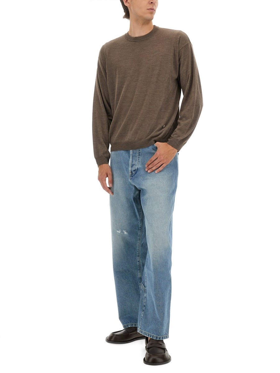 WOOL AND SILK PULLOVER WITH GOLDEN M - 2