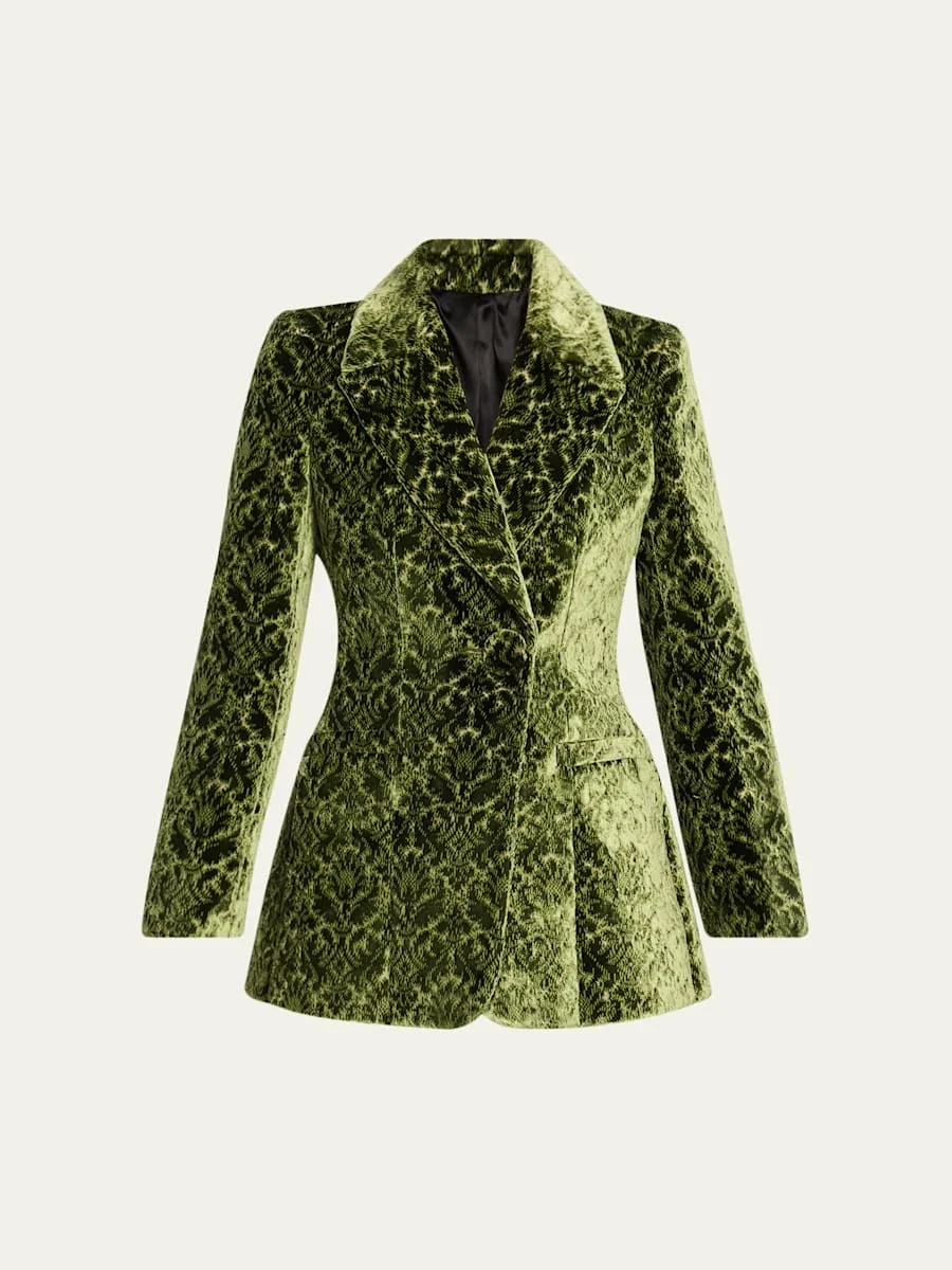 Virginia Baroque Velvet Double-Breasted Jacket - 1