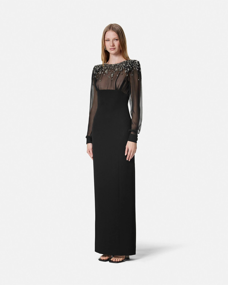 Embellished Boat-Neck Silk Cady Gown 4