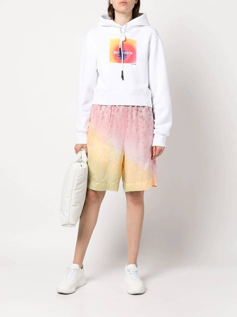 Palm Angels gradient logo print hoodie outlook