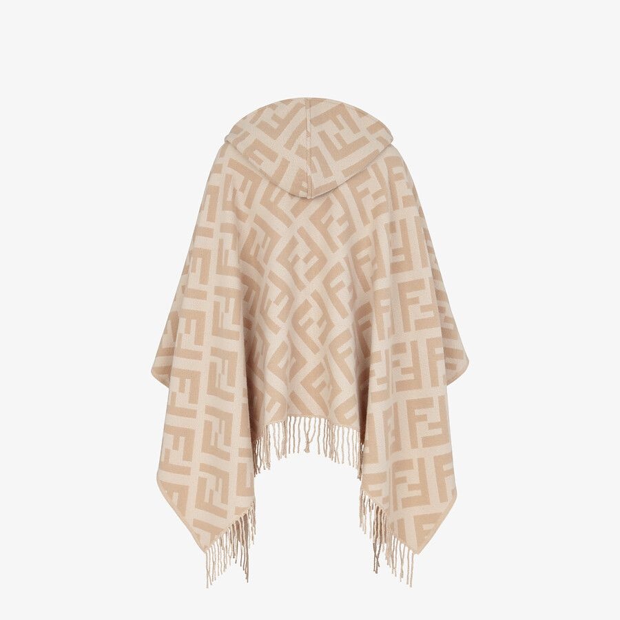 Beige cashmere poncho - 2