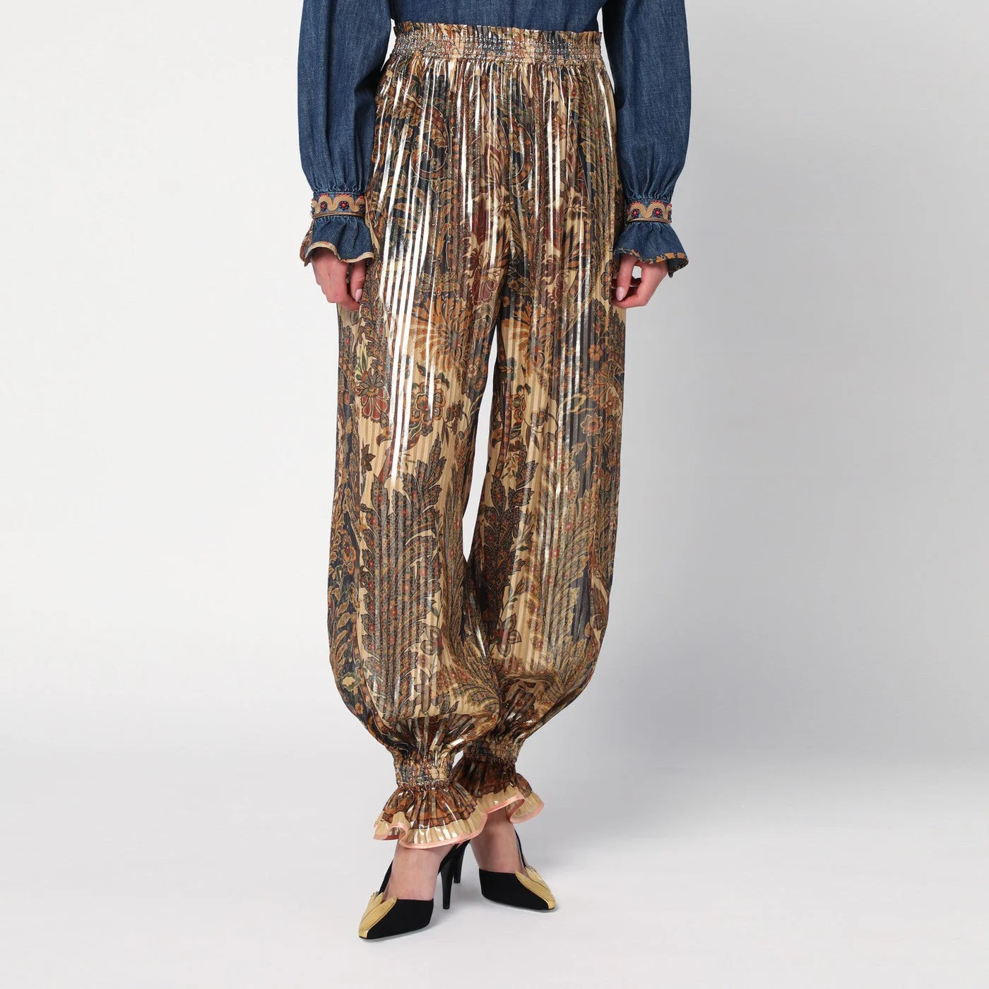 Pleated silk-blend trousers - 1