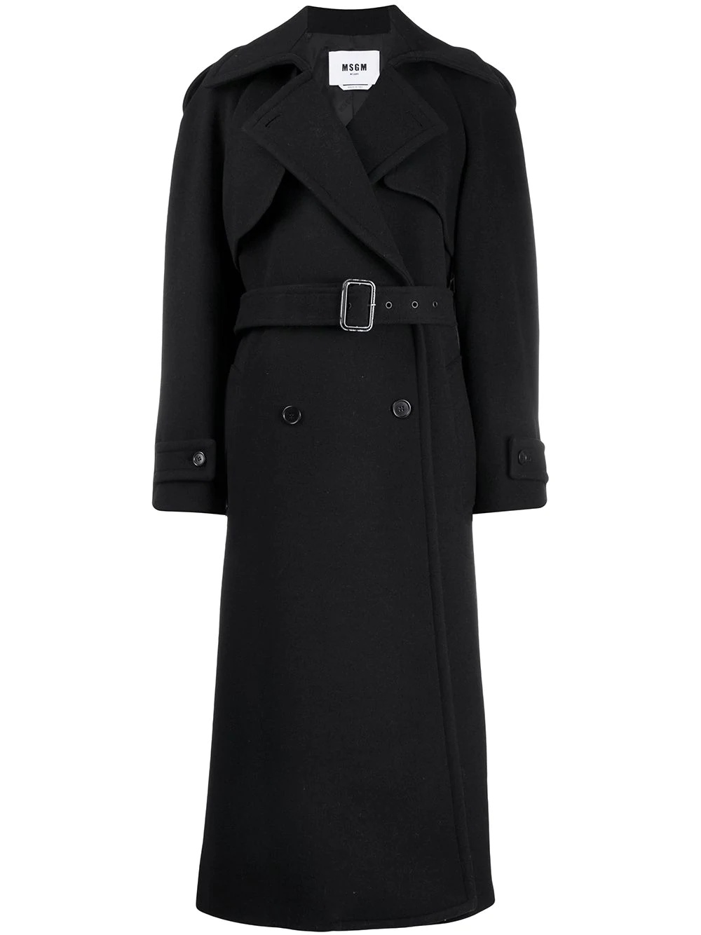 double-breasted mid-length coat - 1