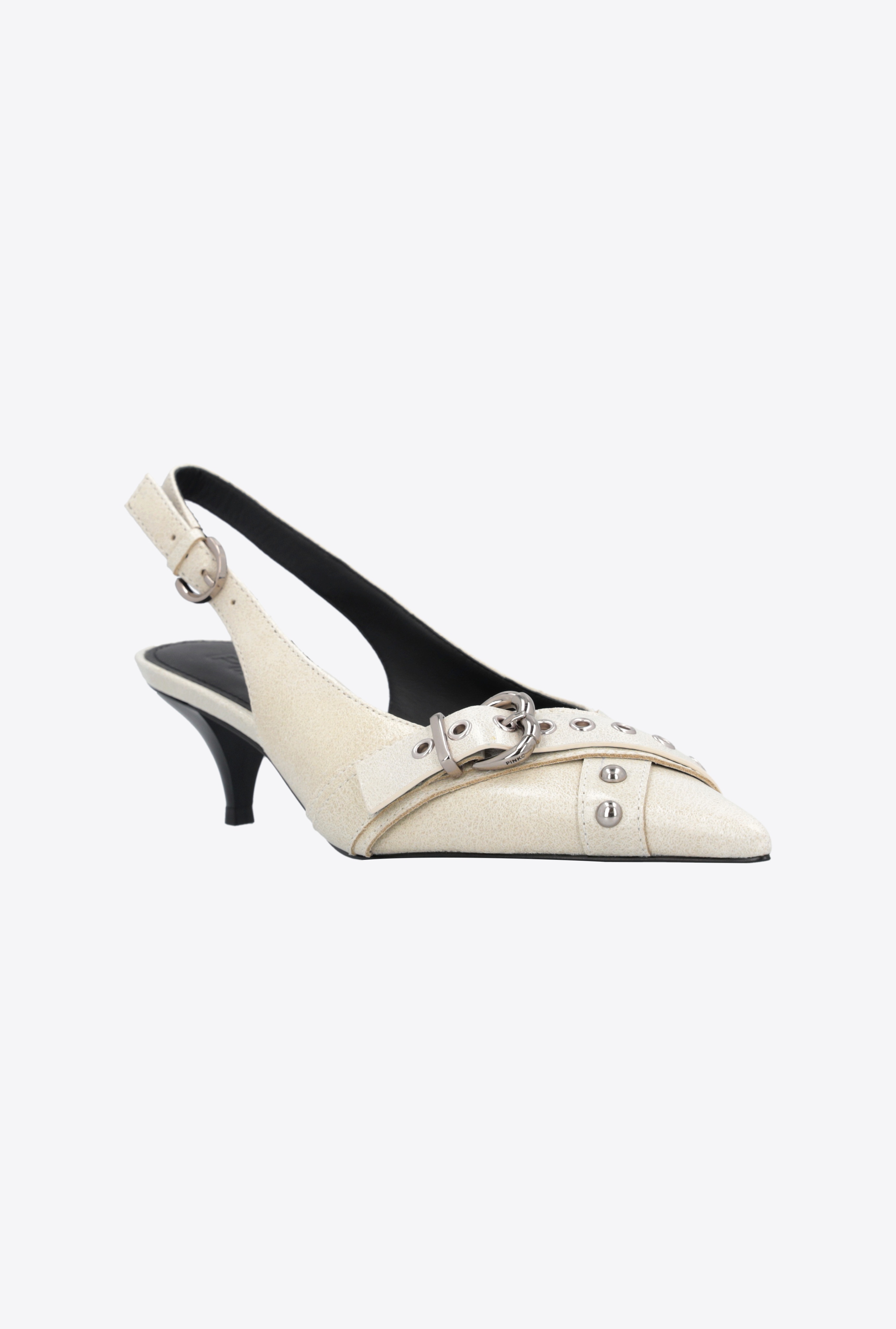 HEELED LEATHER SLINGBACKS WITH BUCKLE - 2
