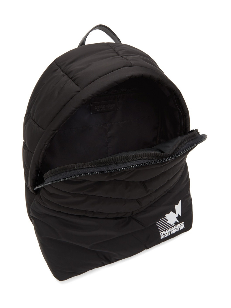 Black Padded Nylon Backpack 5