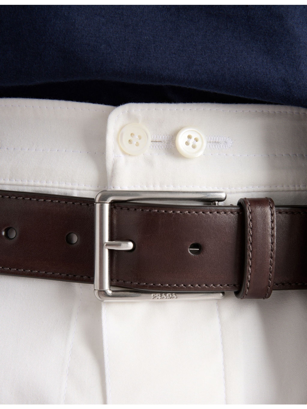 Brand-Engraved Antiqued Leather Belt - 2