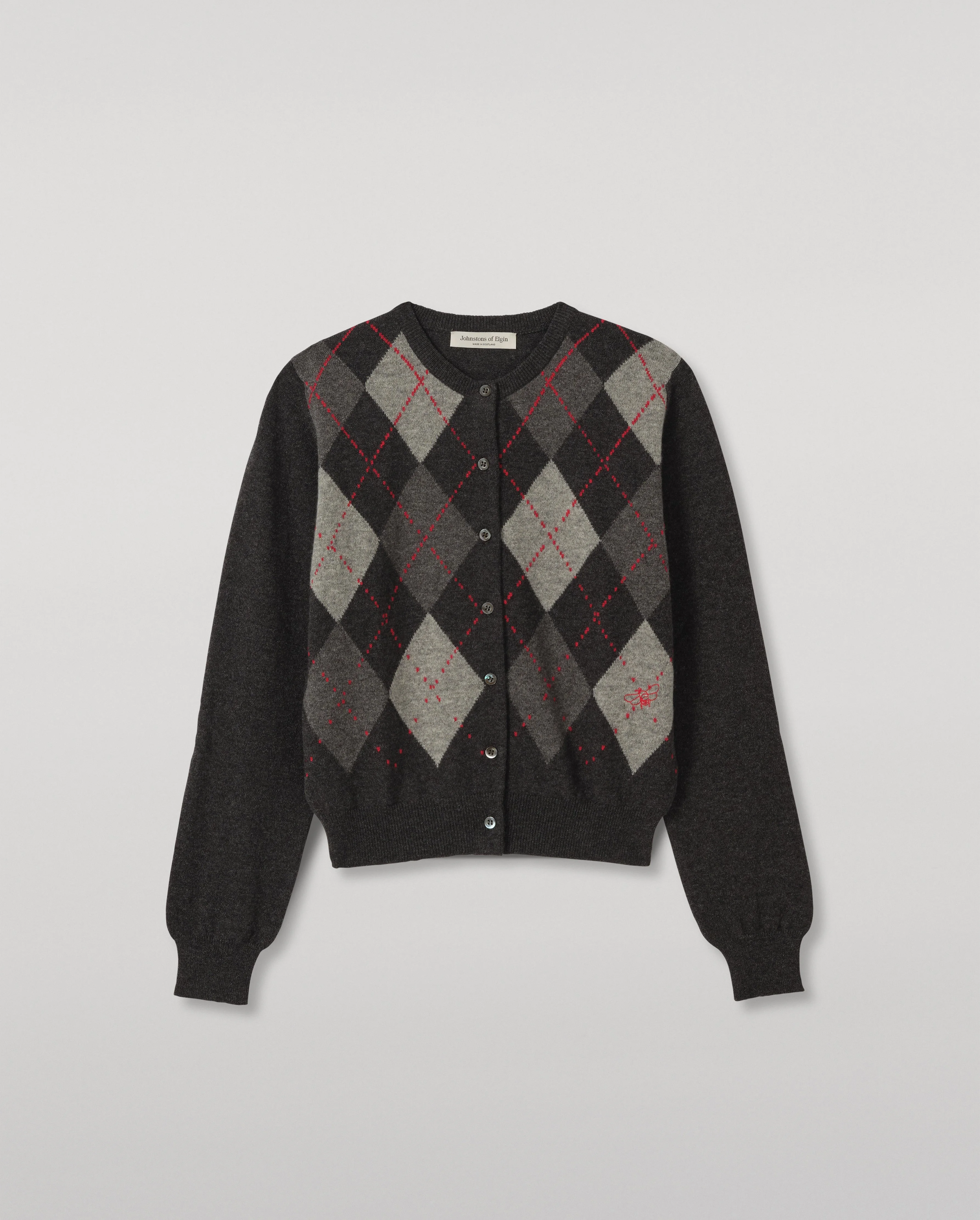 Clan Charcoal Argyle Cashmere Cardigan - 1