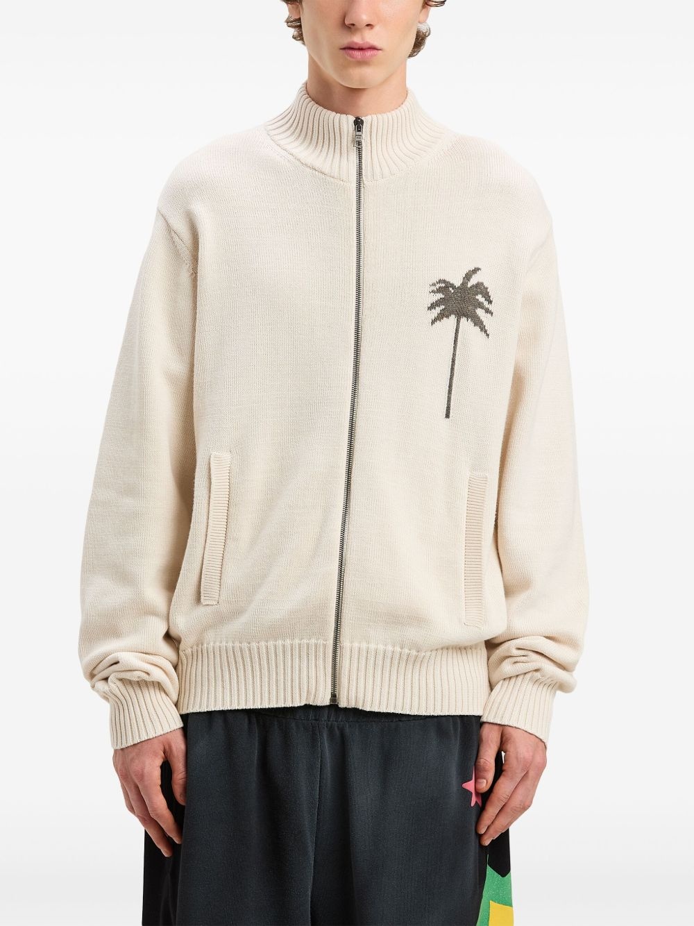 knit-palm zip-up cardigan - 3