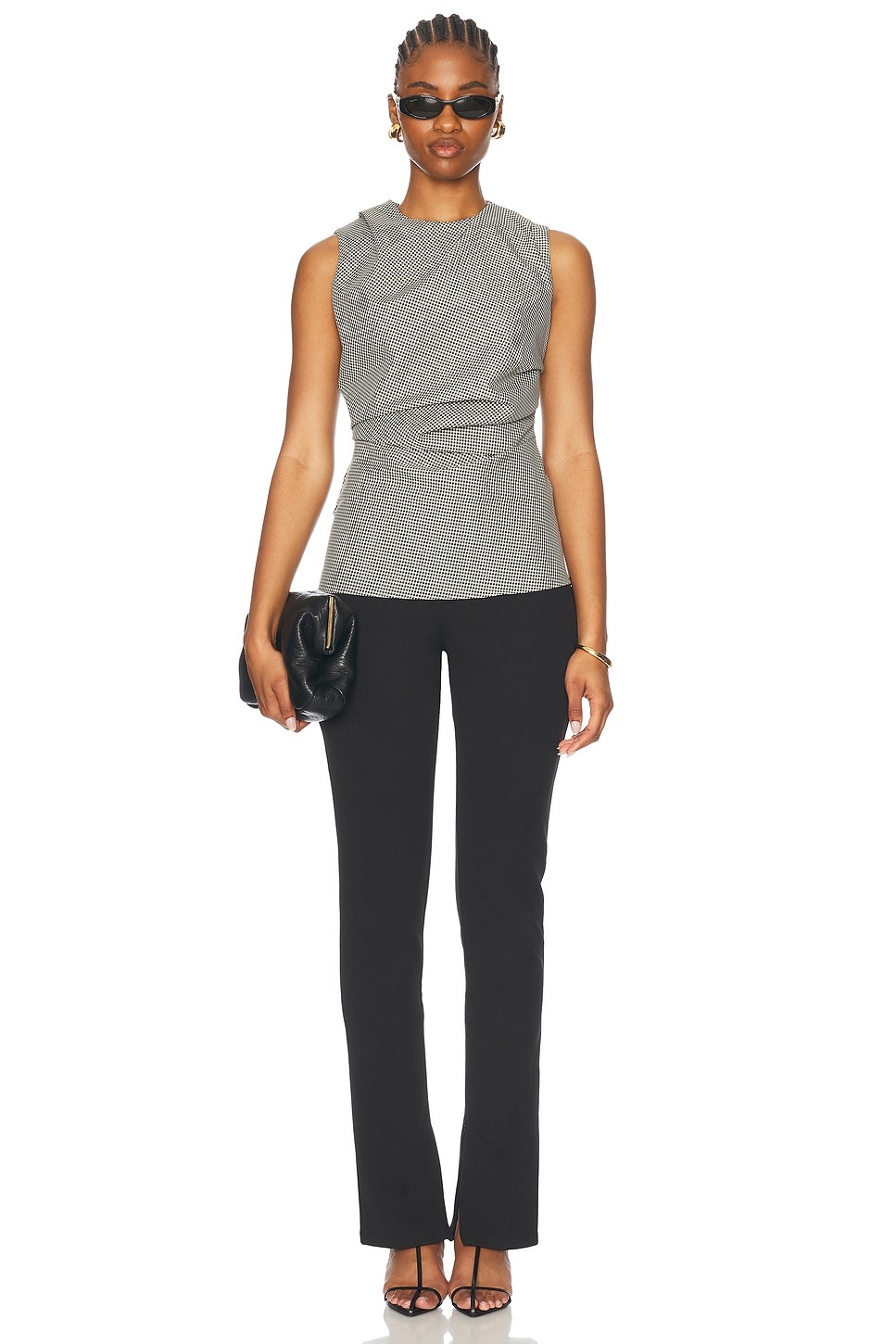 Mini Check Cowl Neck Top - 4