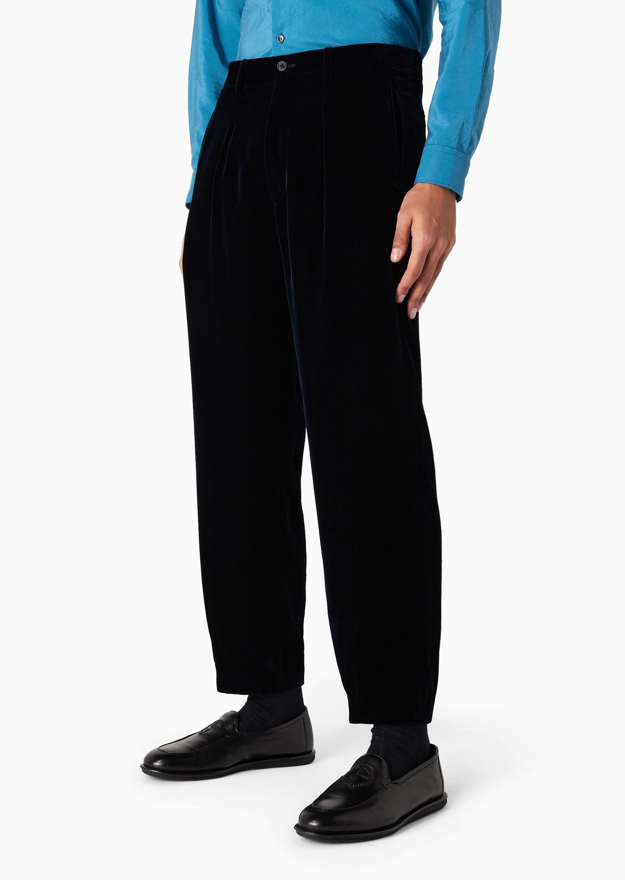 Single-pleat velvet trousers - 2