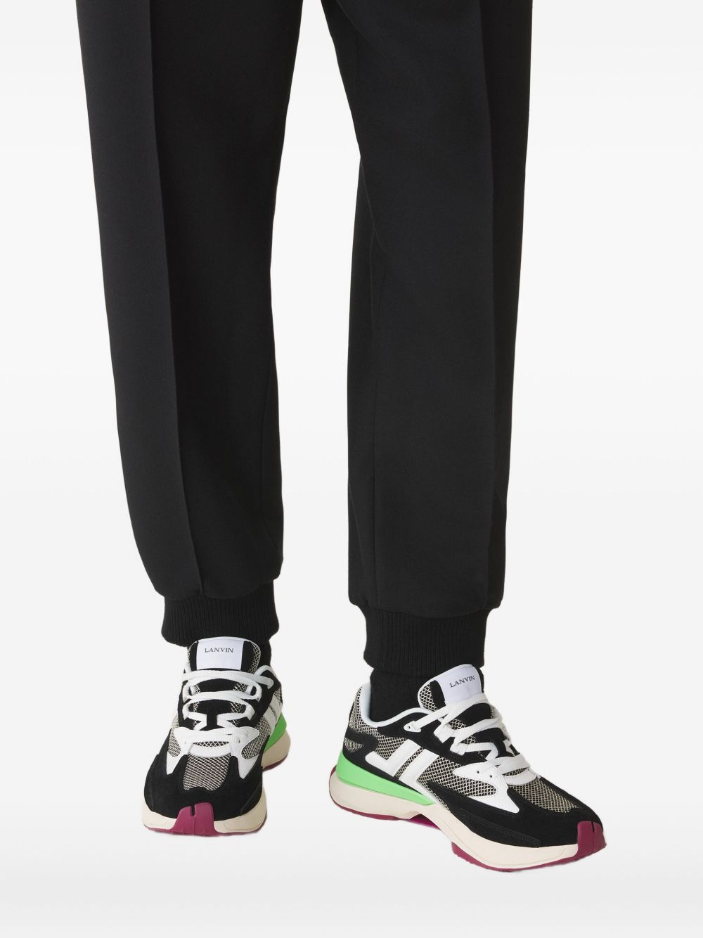 mesh-panel leather sneakers - 5