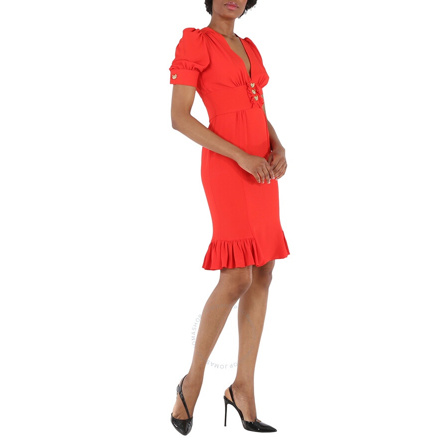 Moschino Ladies Red Teddy Ruffle Dress - 5