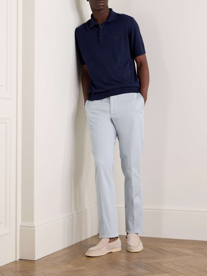 Etro Logo-Embroidered Cotton and Cashmere-Blend Polo Shirt outlook