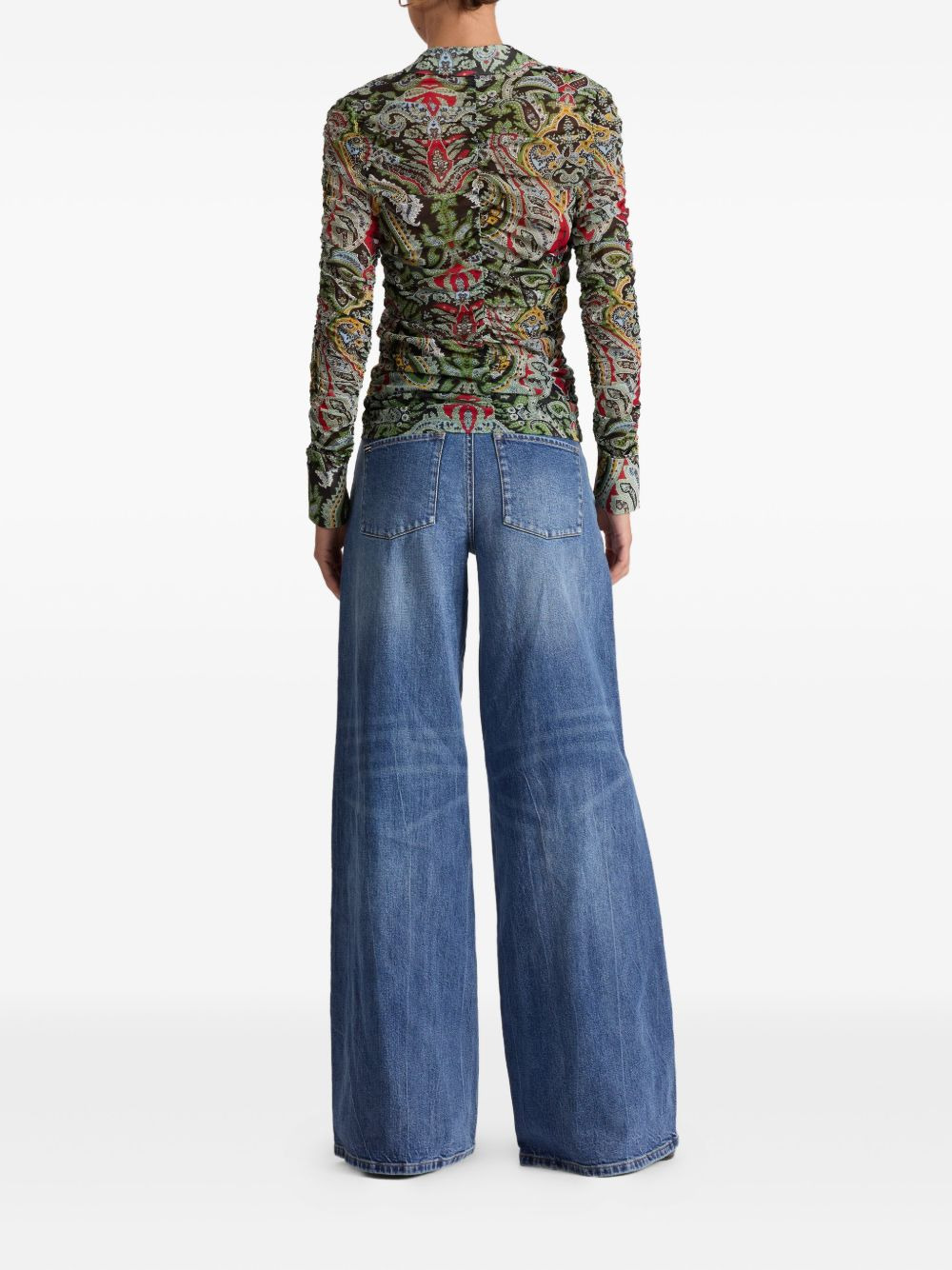 paisley-print ruched blouse - 4