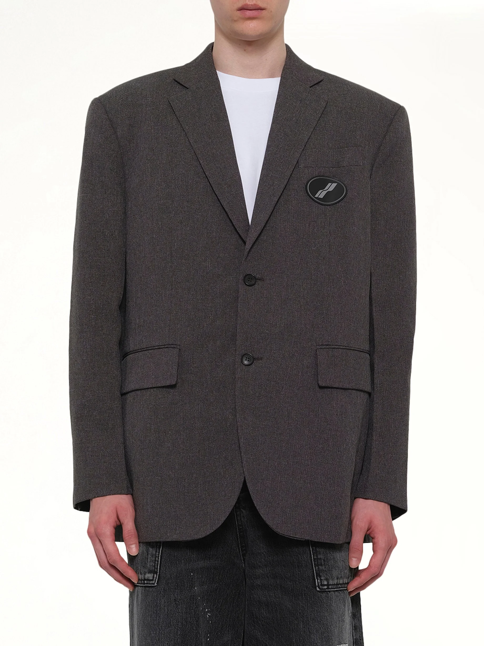 Oversized Suit Logo Blazer in Charcoal - 1