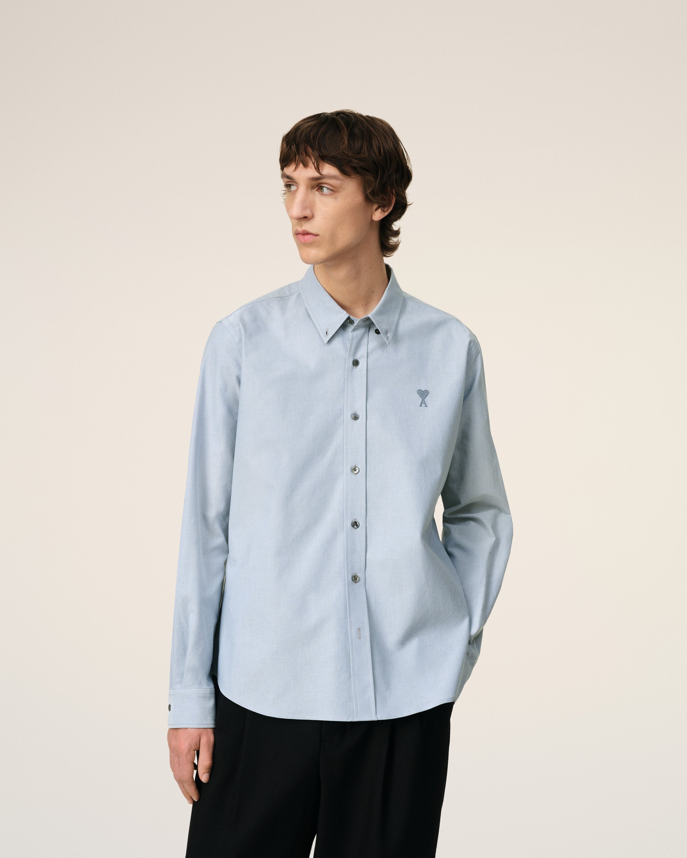 BLUE COTTON BUTTON-DOWN AMI DE CŒUR SHIRT - 3