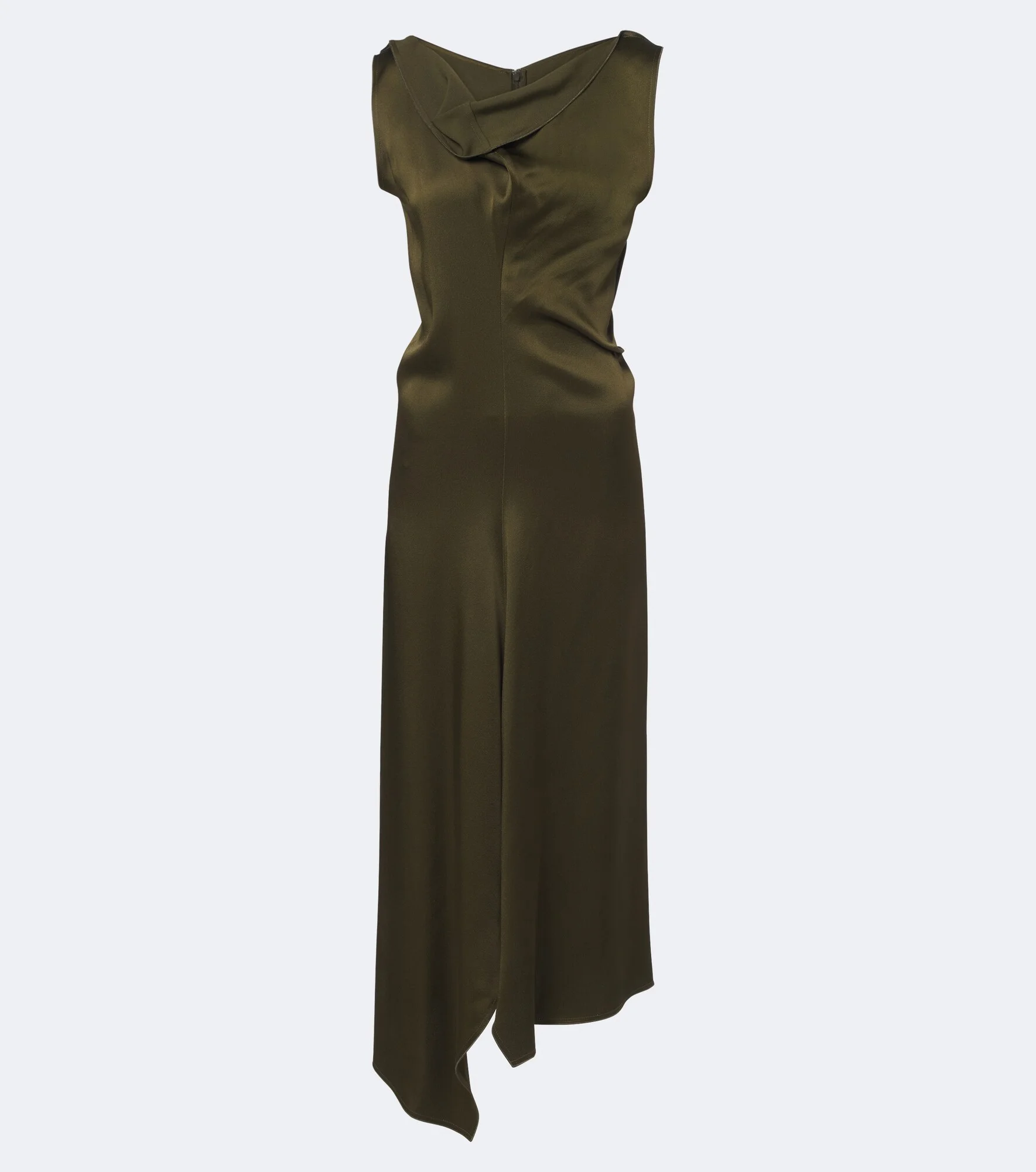 Draped asymmetric satin midi dress - 1