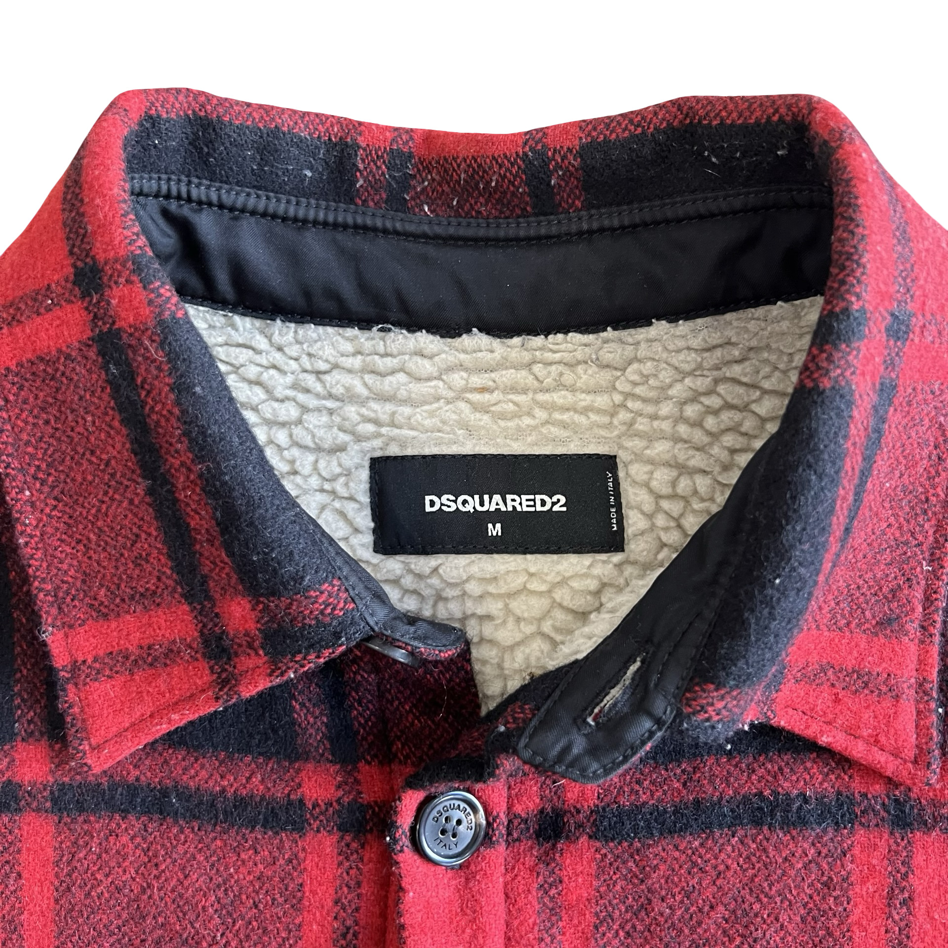 DSquared2 Buffalo Plaid Sherling Lined Flannel SZ M - 2