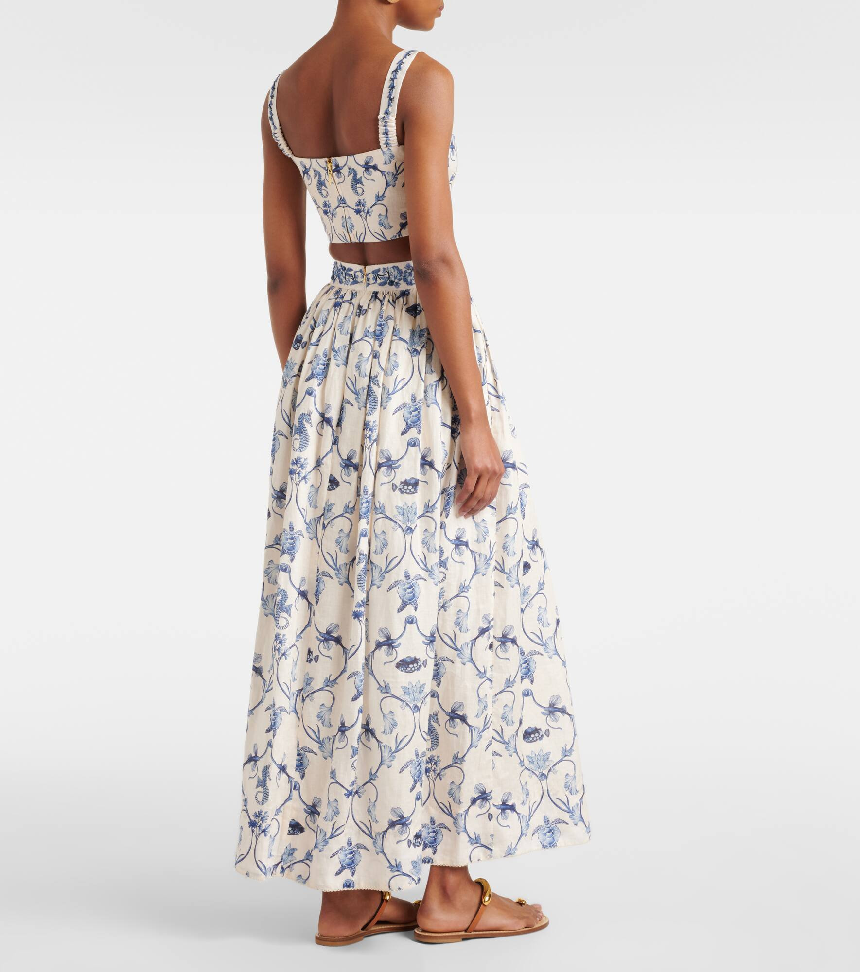 Cacao floral linen crop top - 3