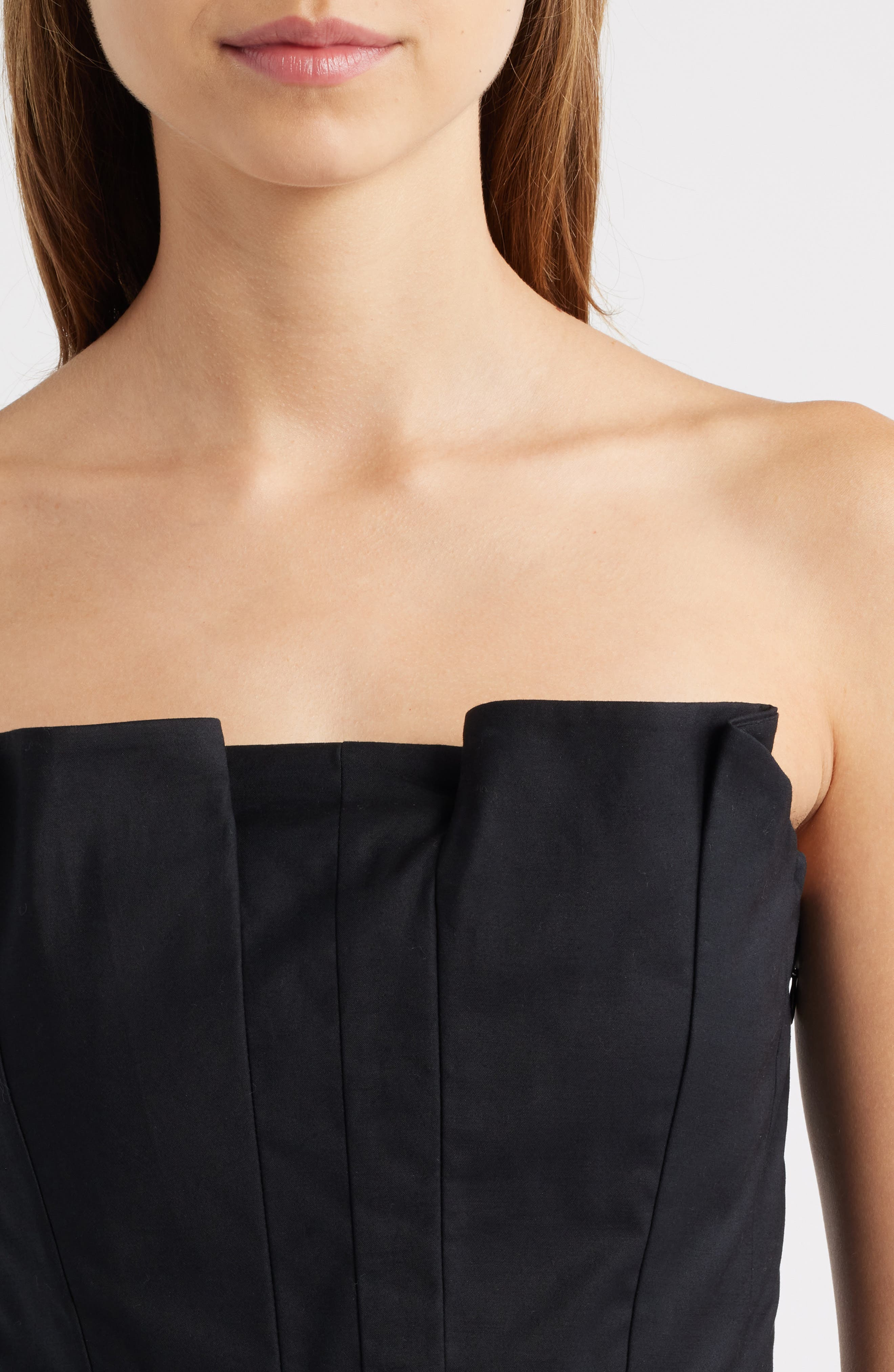 Reformation Ashlyn Pleated Peplum Strapless Top in Black at Nordstrom - 4