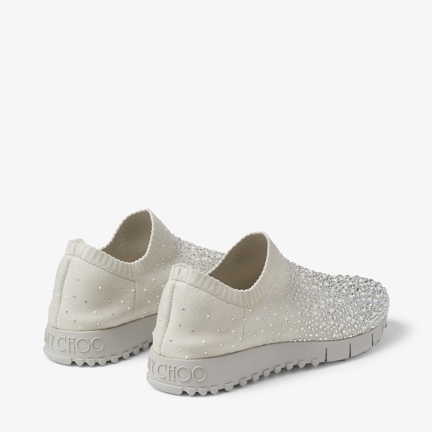 Verona
Pebble Grey Knit Trainers with Dégrade Crystals - 7