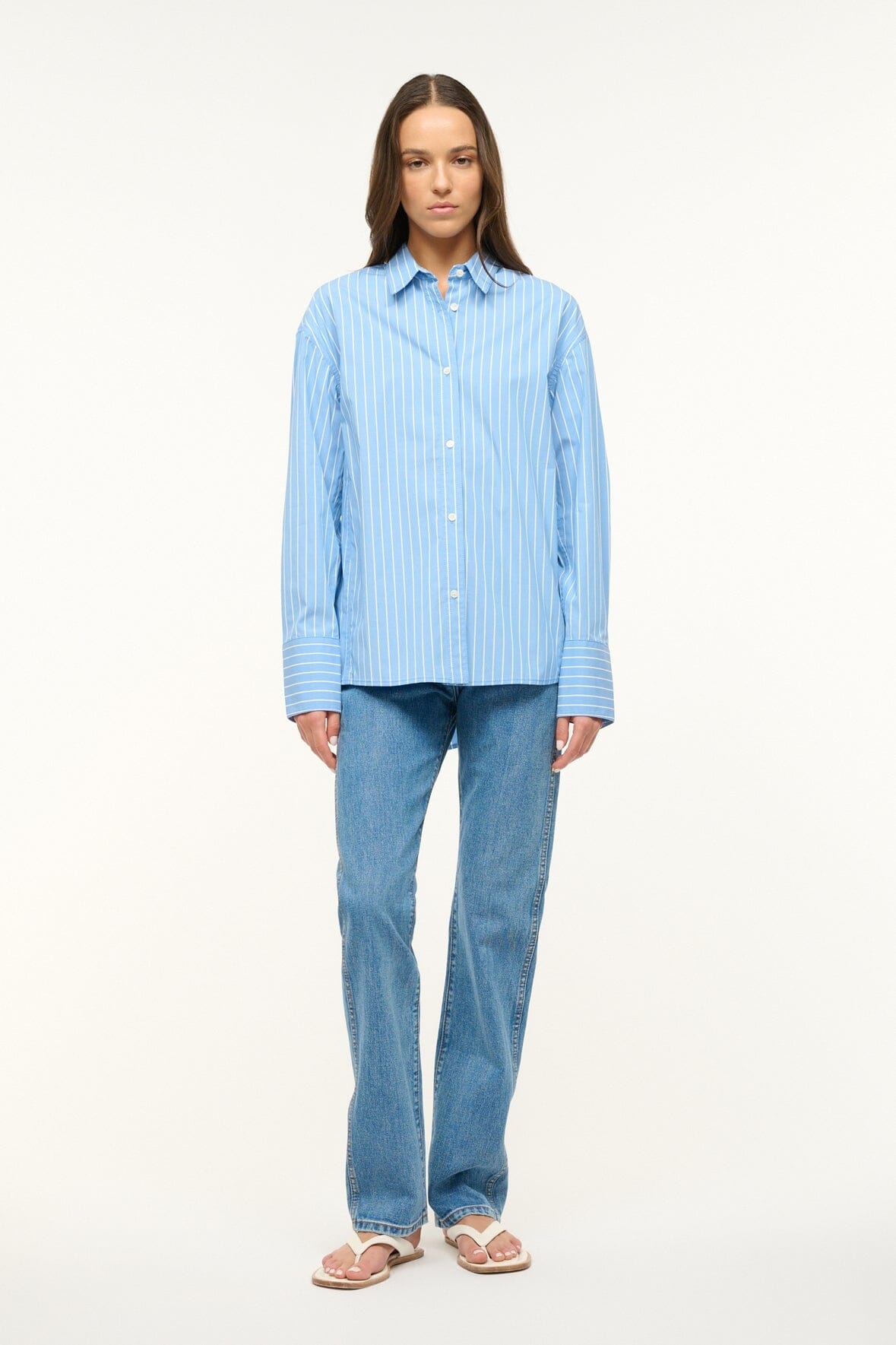 STAUD KELLY SHIRT AZURE PINSTRIPE - 2