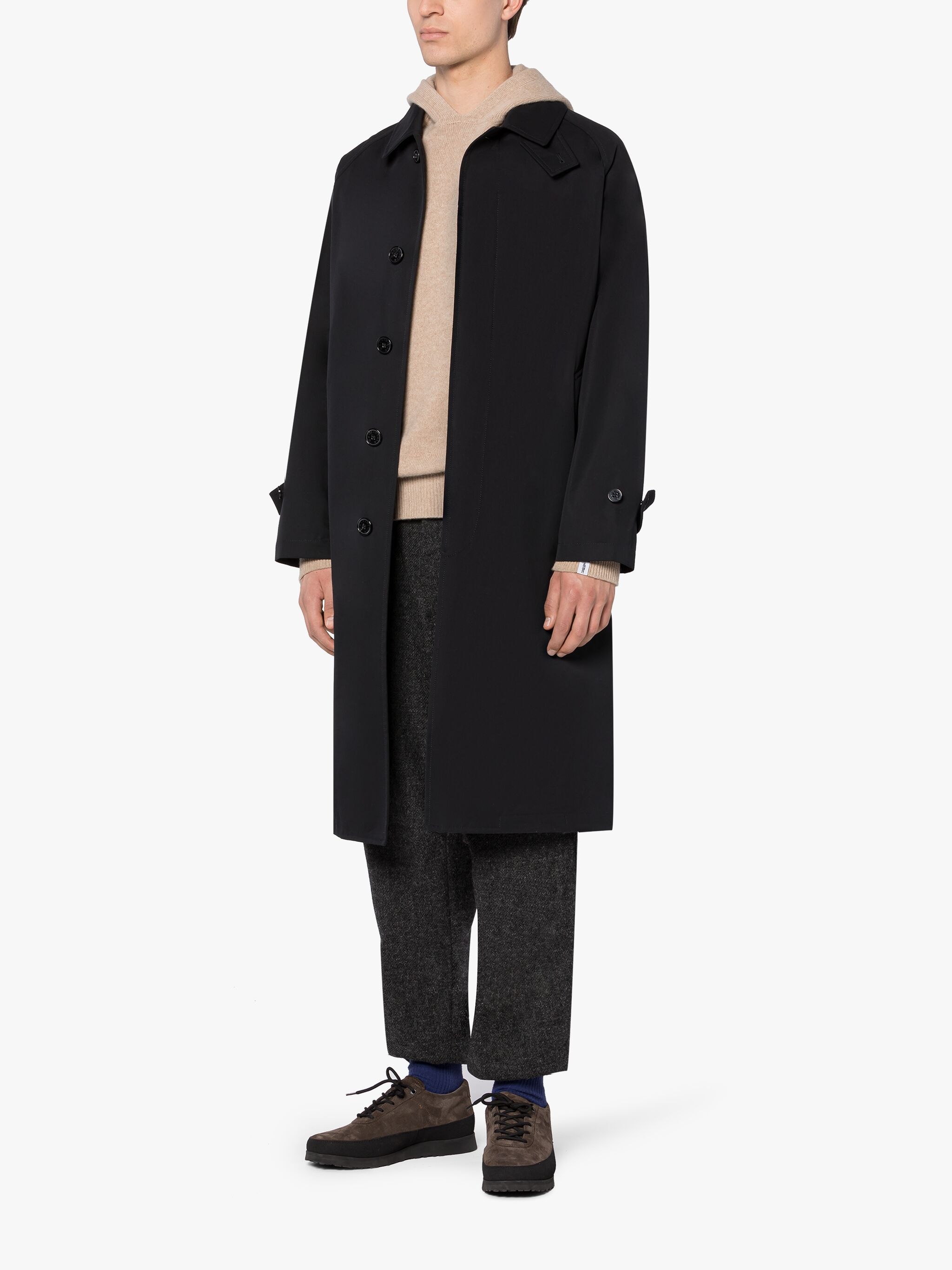SELWYN BLACK COTTON OVERCOAT - 4
