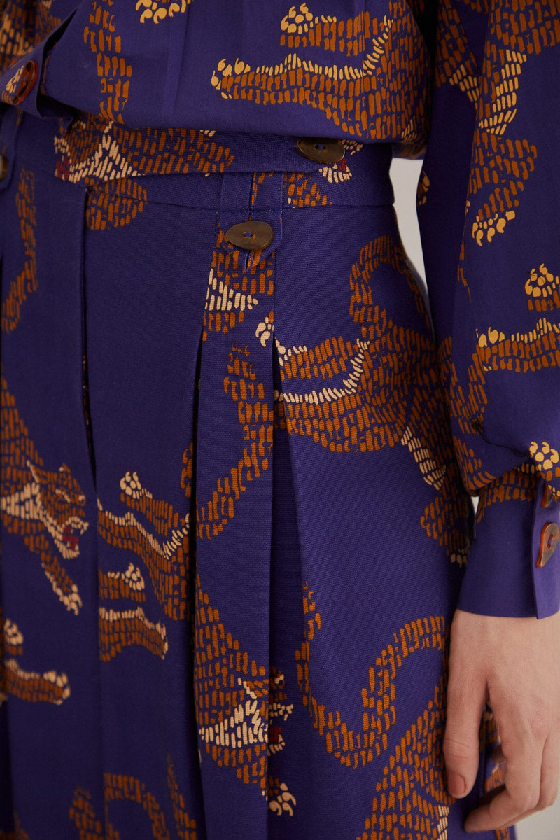 Navy Blue Leopards Tailored Pants 5