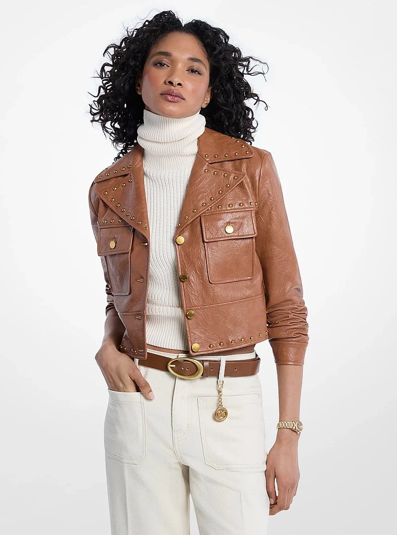 Crinkled Studded Jacket - 1