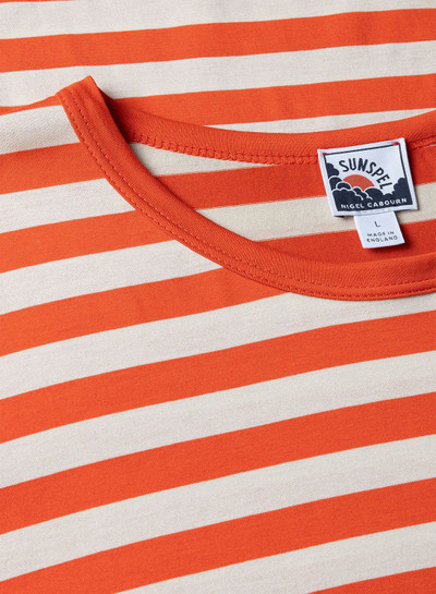 Nigel Cabourn Nigel Cabourn x Sunspel Short Sleeve Pocket T-Shirt in Orange/Stone Stripe outlook