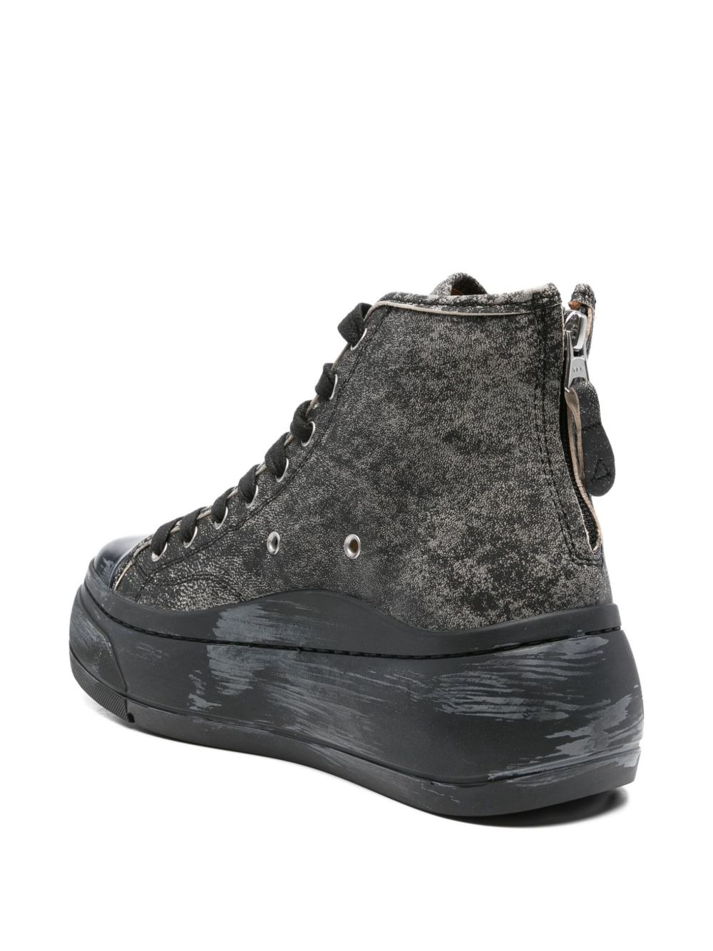 distressed leather sneakers - 3