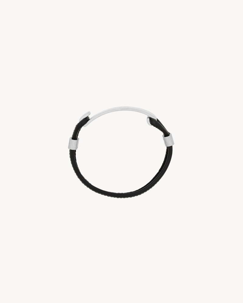 SAINT LAURENT ID BRACELET IN LEATHER AND METAL 3