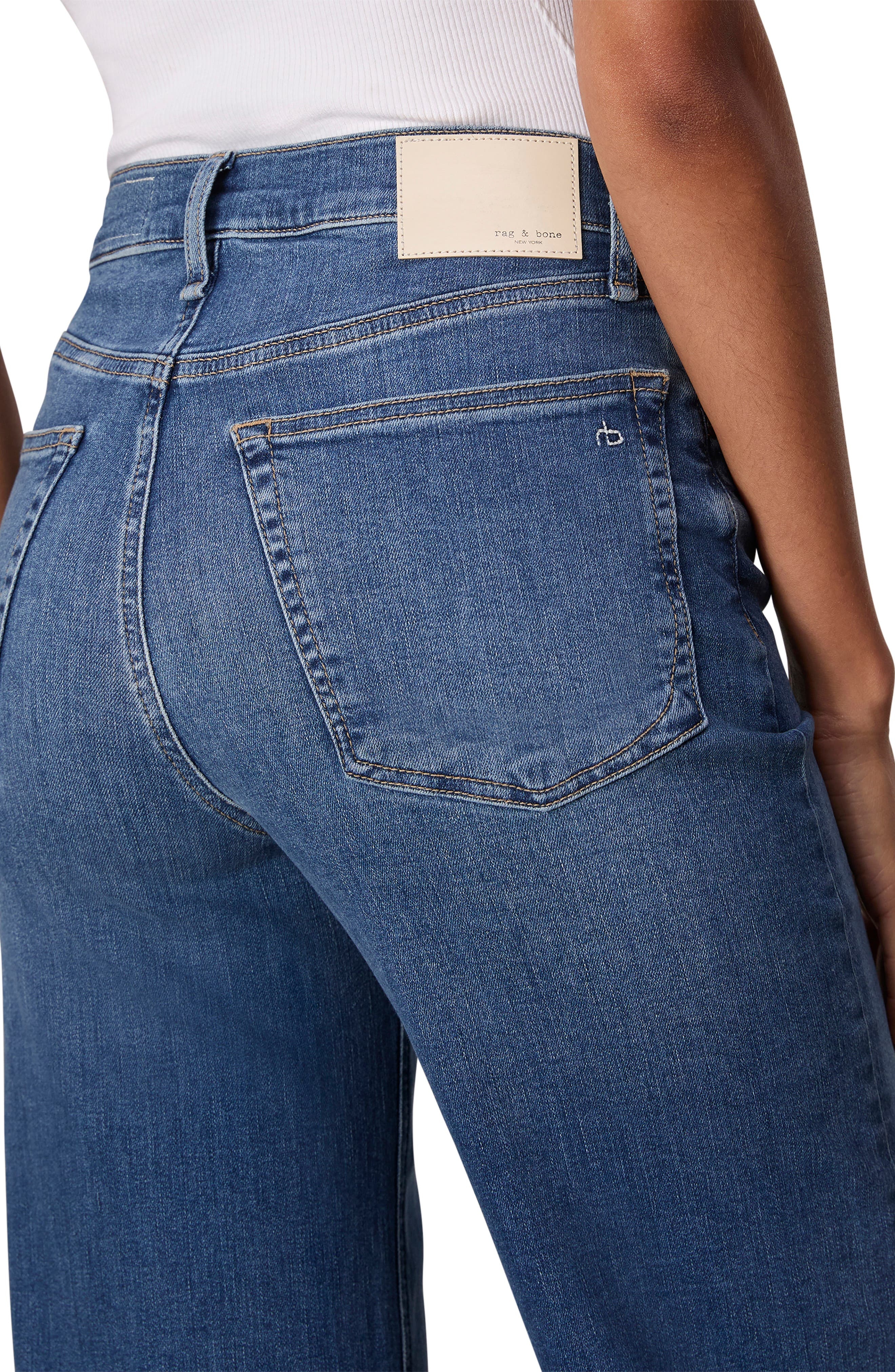 rag & bone Epic Andi Raw Hem High Waist Ankle Wide Leg Jeans in Scout at Nordstrom - 4