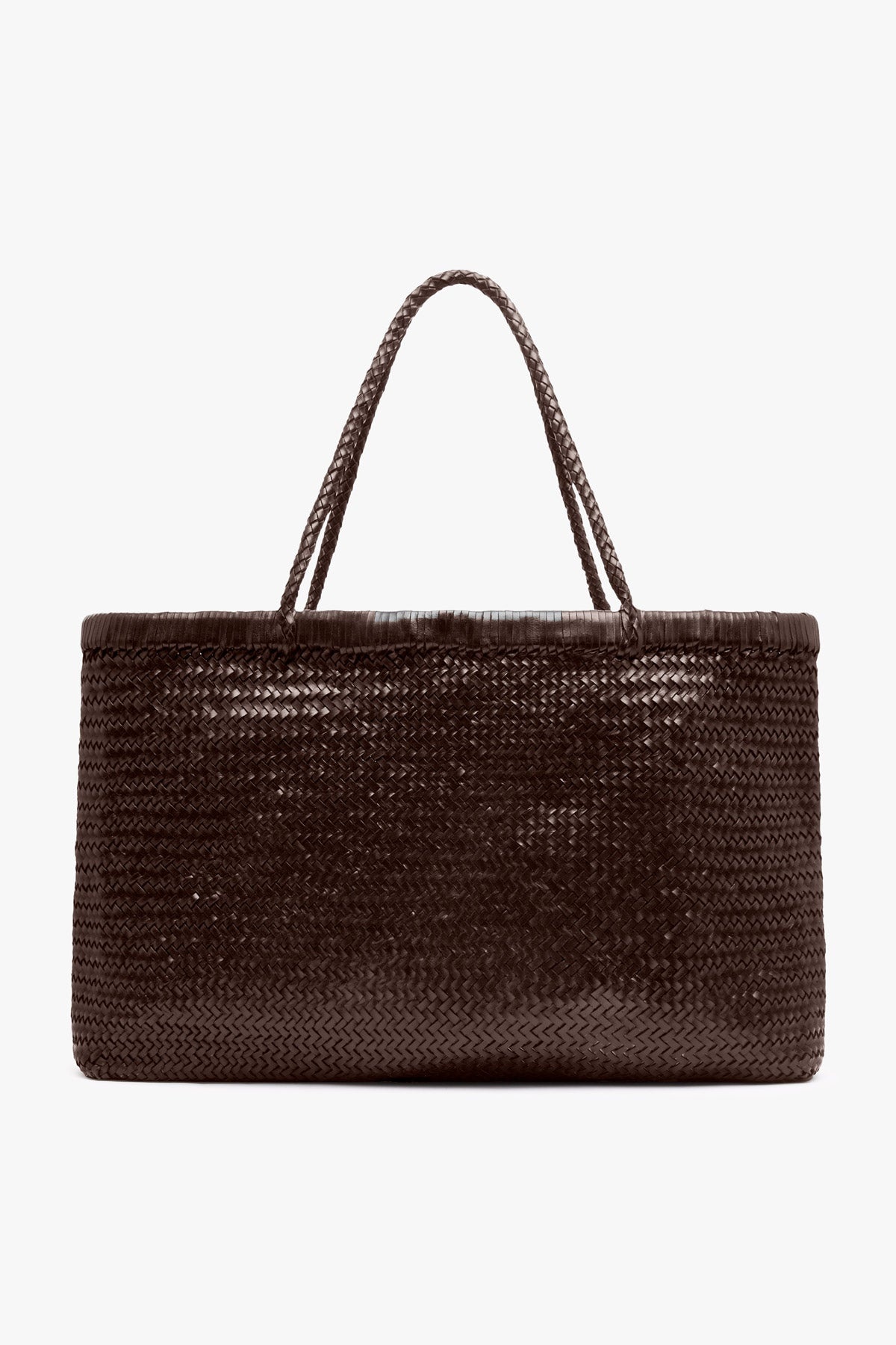 Wide Bagu Woven Tote - Chocolate - 5