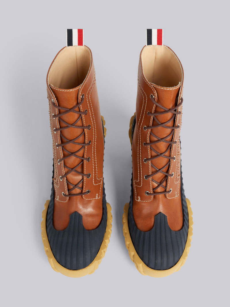 Camel Calf Leather 75mm Heel Rubber Sole Longwing Duck Boot 4